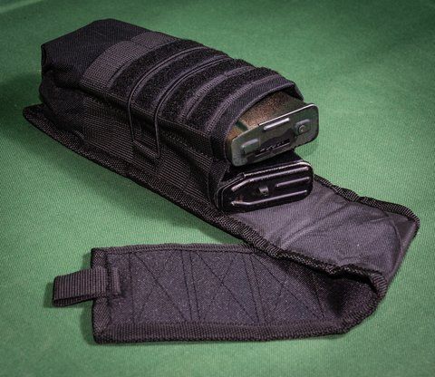 Підсумок подвійний під ріжки ( АК,РПК) зачиненного типу кордура чорна 225 фото