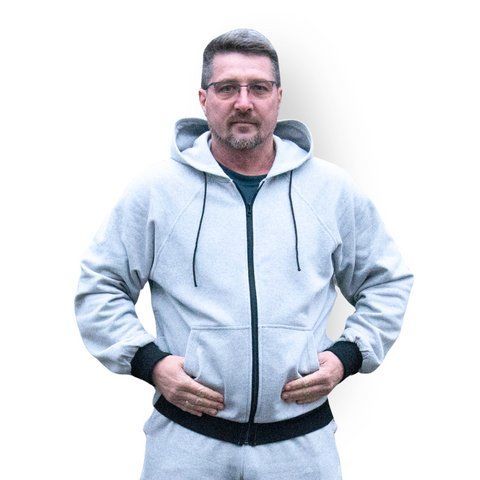 Адаптивна кофта з капюшоном із двонитки з начосом сіра 52 4281 фото