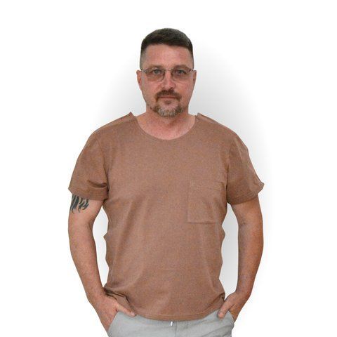Адаптивна футболка на липучках з кишенею мокко 48 4273 фото