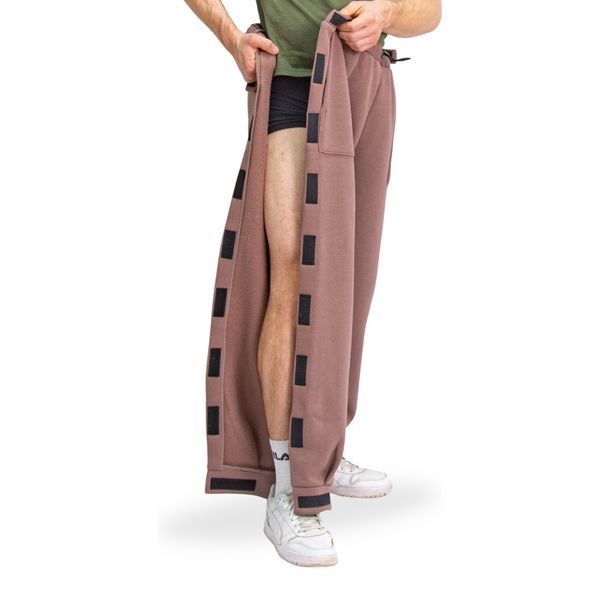 Адаптивные брюки из трёхнитки с начёсом мокко One Size 4221 фото
