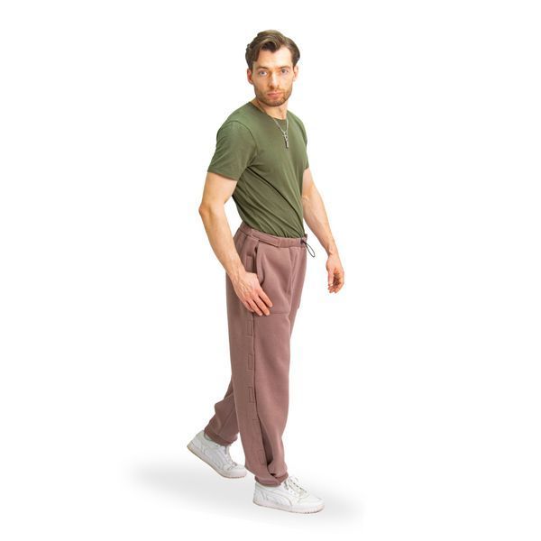 Адаптивные брюки из трёхнитки с начёсом мокко One Size 4221 фото